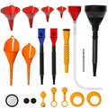KJE 19 Pcs Automotive Funnel Set, Spout Replacements, Plastic Wide Mouth by KJE