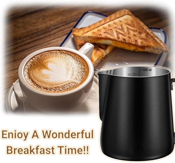 Milk Frothing Pitcher, 350ml/600ml Milk Frother Cup Stainless Steel Jug - Image 3