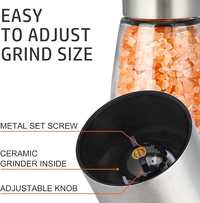 Gulex® Pepper Grinder Pepper Mill, Salt Grinder Refillable, Adjustable - Image 4