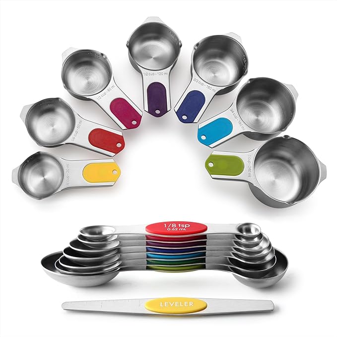 Spring Chef Magnetic Measuring Cups & Spoons Set, Strong N45 Magnets, Heavy by SpringChef
