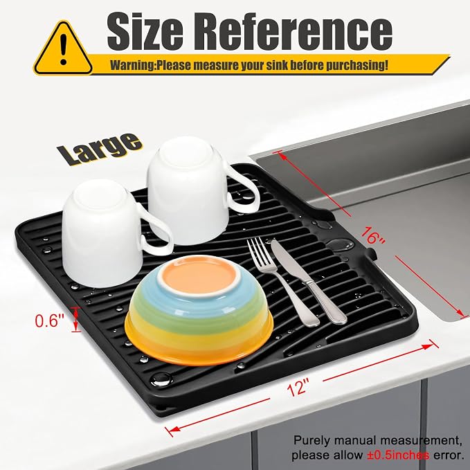 TIKNIK Silicone Dish Drying Mat, Stone Drying Mat - Image 2