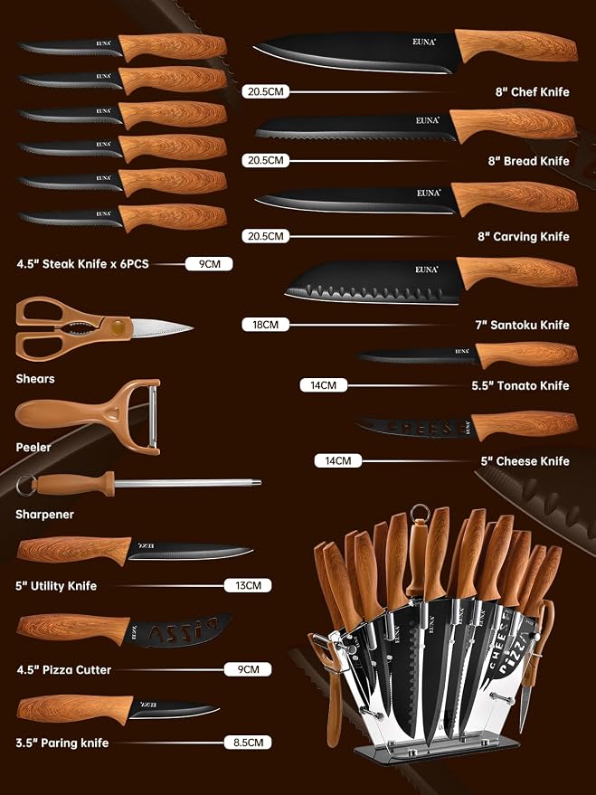 EUNA Knife Block Set, German High-Carbon Stainless Steel Knife Sets - Image 2