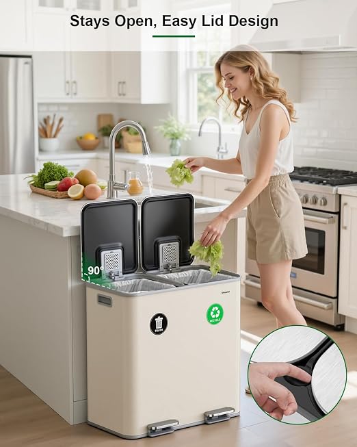 Lovewind 2×11.5 Gallon Dual Trash Can, Stainless Steel Dual Garbage and - Image 5