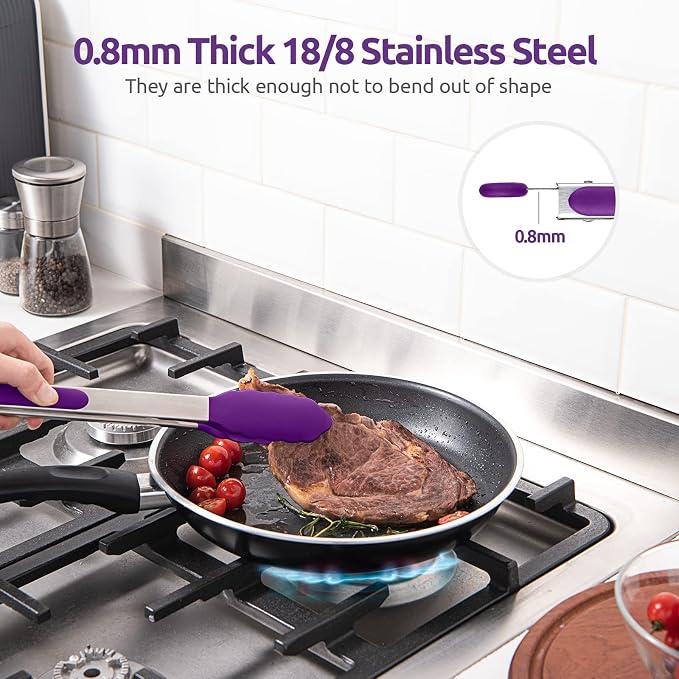 600ºF Heat Resistant Kitchen Tongs: U-Taste 12 inch Large Silicone Cooking Tong - Image 5