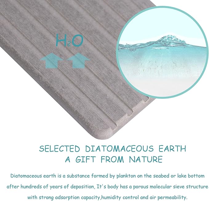 NiuYichee 2 PCS Water Absorbent diatomite Coasters, 8.3" x 4" Water Absorbing - Image 3