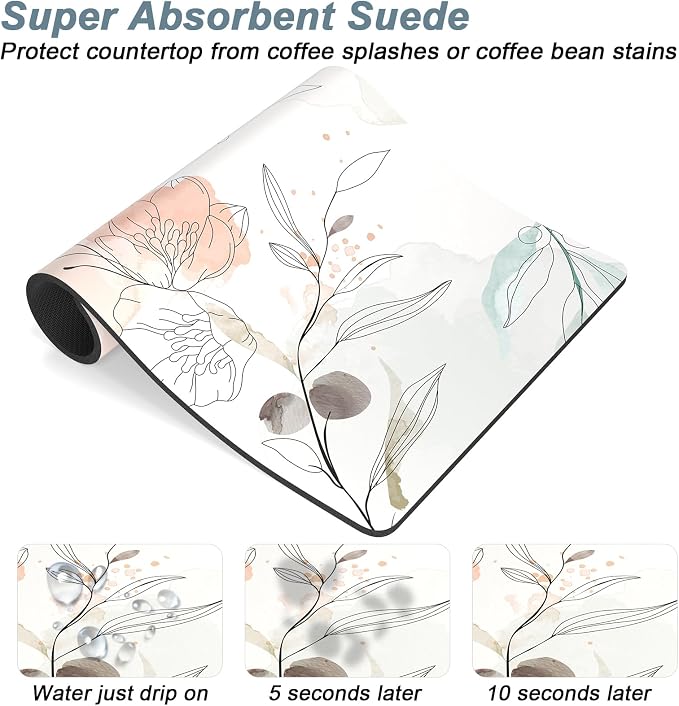 Rnivvi Coffee Mat, Hide Stain Rubber Backed Absorbent Dish Drying Pad - Image 3