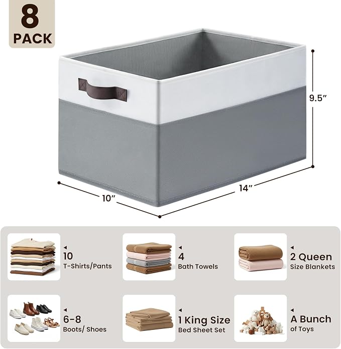 Criusia Large Storage Baskets 8 Pack Versatile Fabric Storage Bins - Image 2