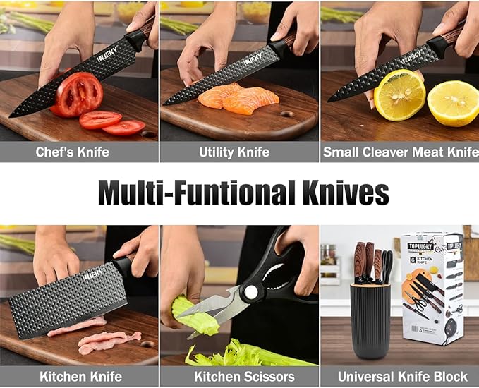 Knife Set, Wiztoynia 6-Piece Black Kitchen Knife Set - Image 4