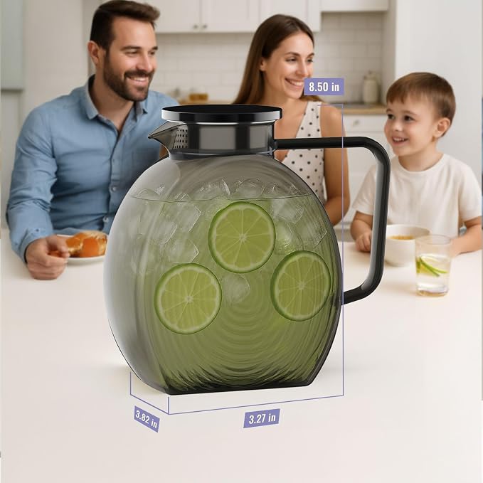 Glass Pitcher With Lid, 2.3 Liter 78 oz Glass Water Pitchers, 0.6 Gallon glass - Image 6