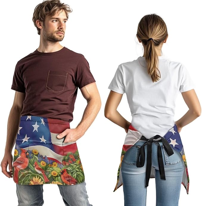 Server Apron with 3 Pockets, Waterproof Oil Waitress Waiter Half Apron - Image 3