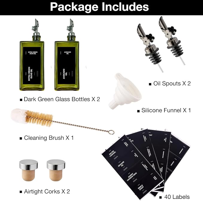 Olive Oil Dispenser Bottle for Kitchen, 16.9oz /500ml Cooking Vinegar Dispenser - Image 7