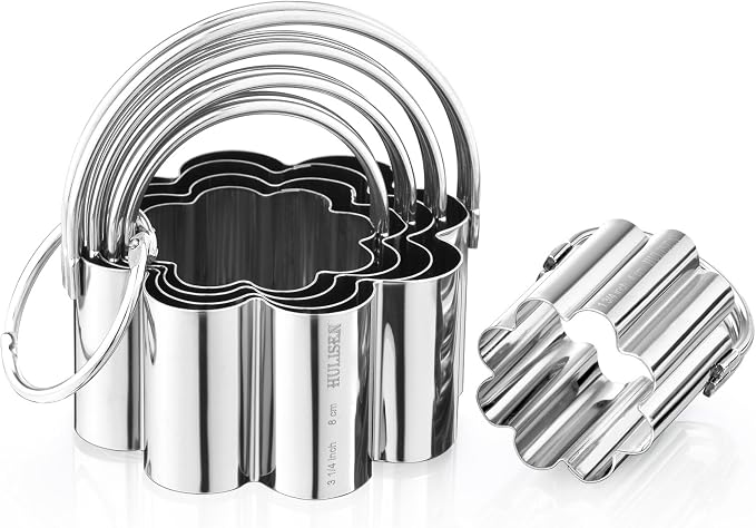 HULISEN Flower Cookie Cutter Set, Stainless Steel Scalloped Edge Biscuit Cutter - Image 8