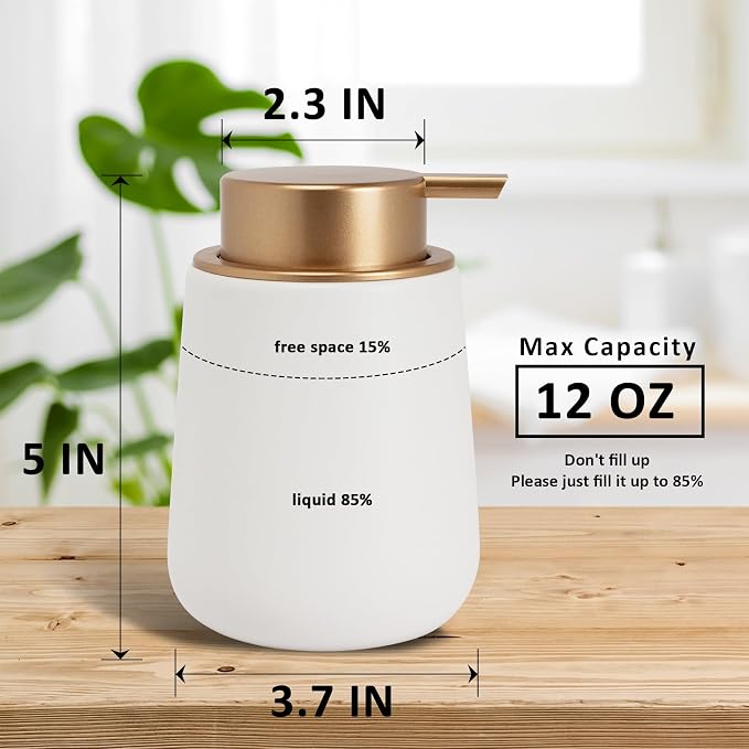 Soap Dispenser Ceramic with Easy-to-Press Pump Hand Lotion Liquid Dispenser - Image 7