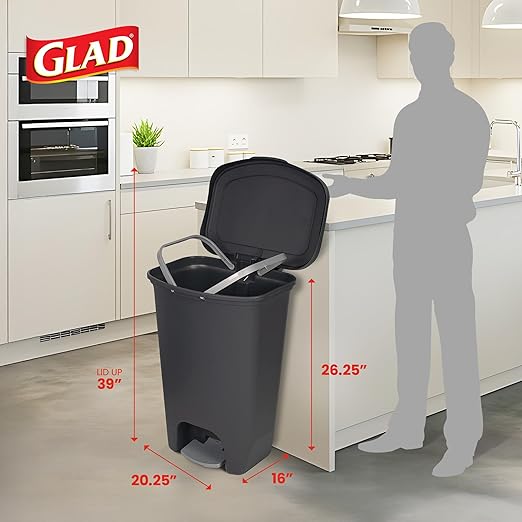 Glad 13 Gallon Trash Can 2 Pack | Plastic Kitchen Waste Bins - Image 2