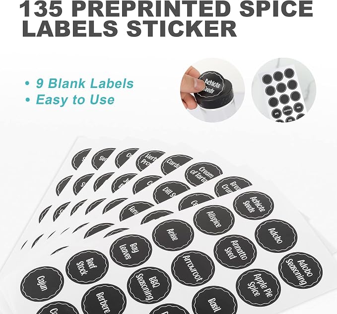 Tianifa Black Countertop Rotating Spice Rack, Round Empty 20-Jars Revolving - Image 5