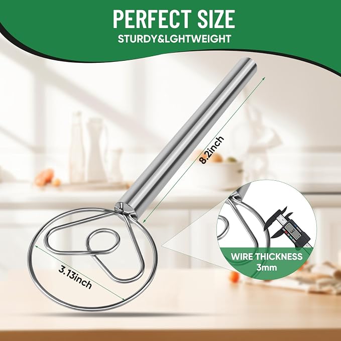 Danish Dough Whisk Stainless Steel Hook Dutch Bread Mixer Hand Tool - Image 3