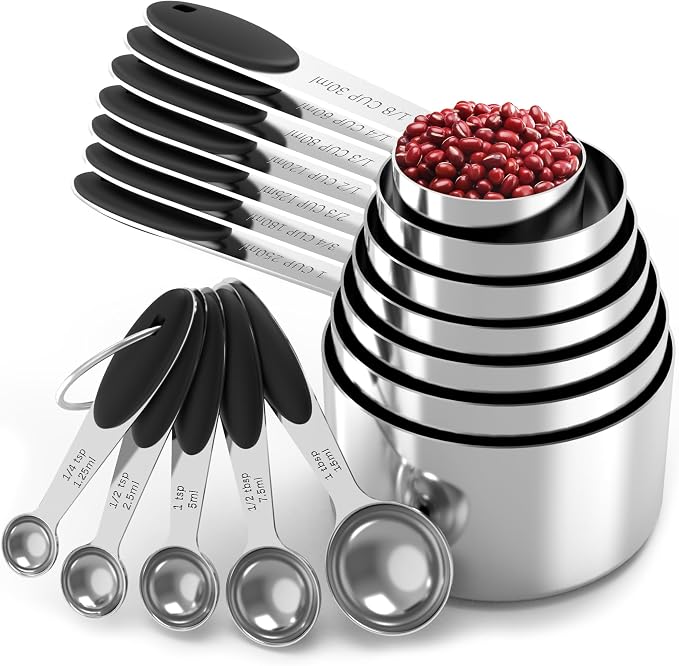 TILUCK Measuring Cups and Spoons Set, Stainless Steel, Kitchen Utensils by TILUCKBringsGoodLuck