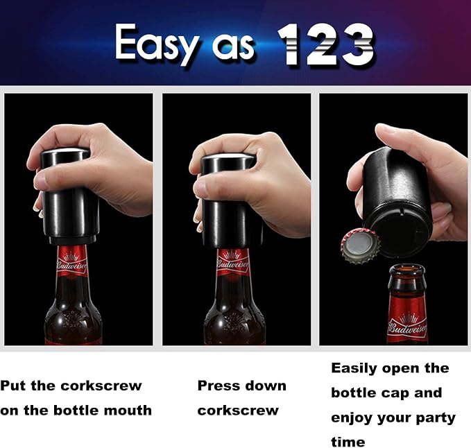 Father's Day Gift for Dad, YUDANSI Push Down Bottle Opener, Automatic Beer - Image 3