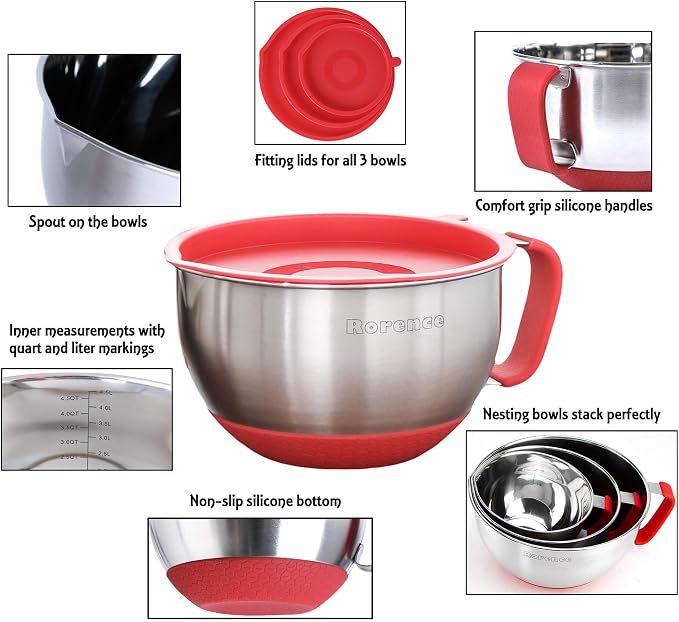 Rorence Stainless Steel Mixing Bowls: Metal Mixing Bowl Set - Image 2