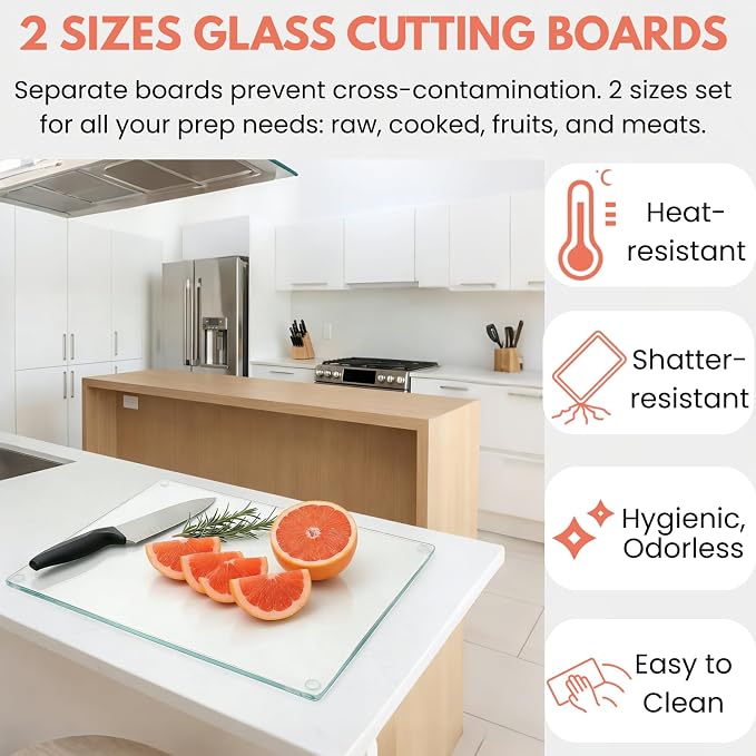 Hacaroa 4 Pack Tempered Glass Cutting Board - Image 4