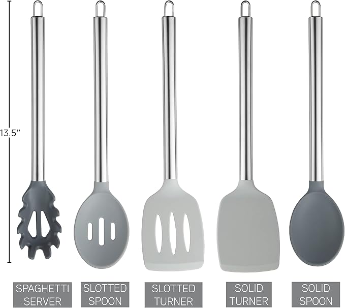 COOK WITH COLOR Silicone Cooking Utensils, Kitchen Utensil Set, Cooking Utensils - Image 4