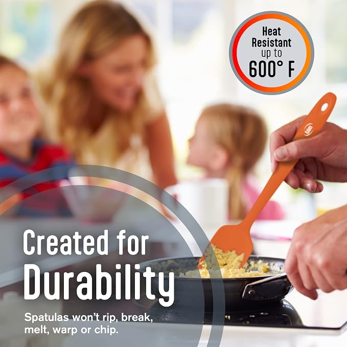Kaluns Silicone Spatula Set, 4 Rubber Spatulas 600°F Heat Resistant, Nonstick - Image 4