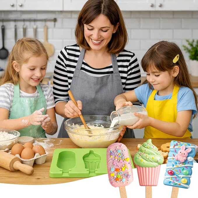 Juome Cake Pop Mold Kit, 2 Pack 6 Cavities Cakesicle Molds Silicone - Image 7
