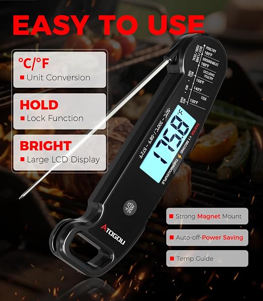 Atogou Meat Thermometer, Professional Food Thermometer, <1 Sec Instant Read - Image 7