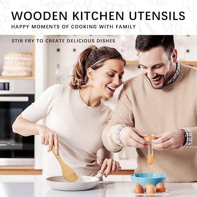 Wooden Spoons for Cooking, Wooden Spoon & Wooden Spatula, Bamboo Cooking - Image 3