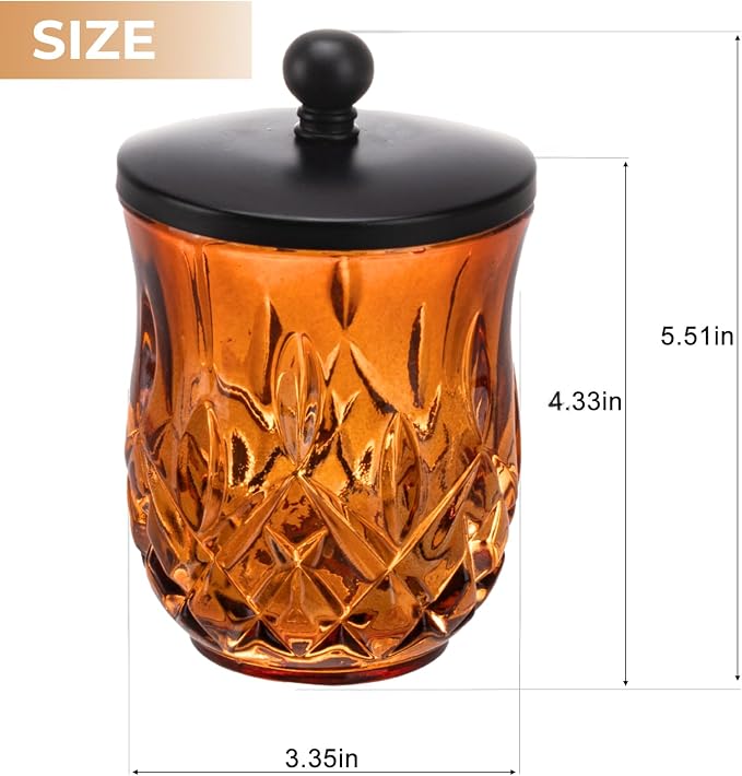 Qtip Holder, 10 Oz Amber Glass Apothecary Jars - Image 6