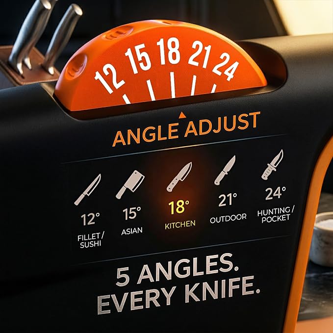 5 Precision Adjust Knife Sharpener- 3-Stage Premium Kitchen Knife Sharpener to - Image 2