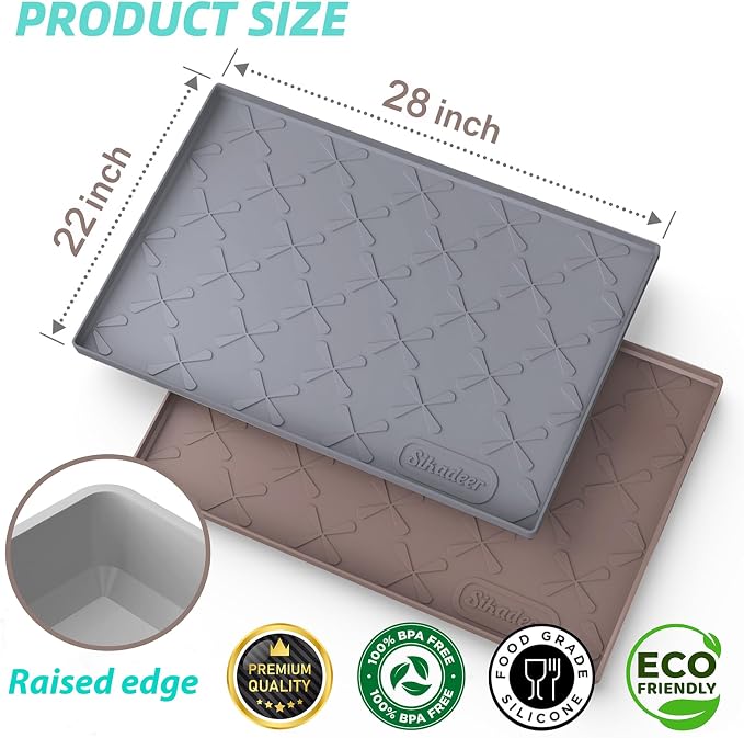 SIKADEER 28" x 22" Under Sink Mat Waterproof, Silicone Mat Kitchen Drawer Shelf - Image 3