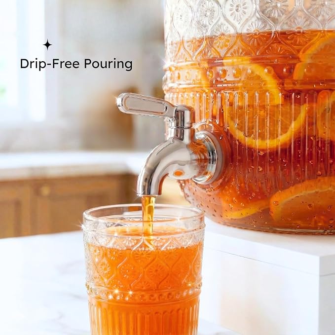 Godinger Drink Dispenser 2 Gallon, Large Glass Water Dispenser - Image 6