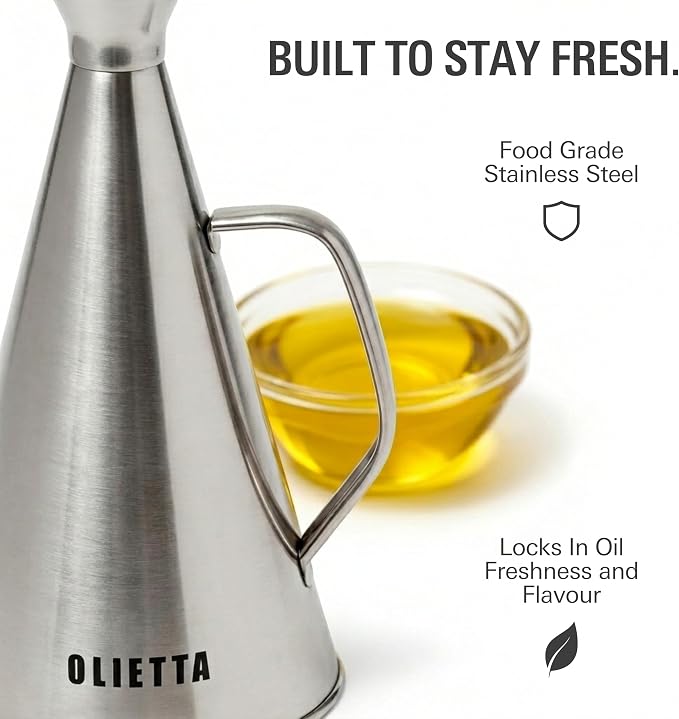 Olive Oil Dispenser Bottle Olietta Stainless Steel Non Drip Leak Proof No Mess - Image 4