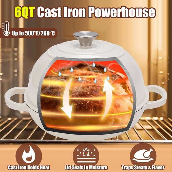 6QT Enameled Cast Iron Dutch Oven - Image 4