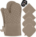 KEGOUU Oven Mitts and Pot Holders 6pcs Set, Kitchen Oven Glove High Heat by KEGOUUOvenMitt