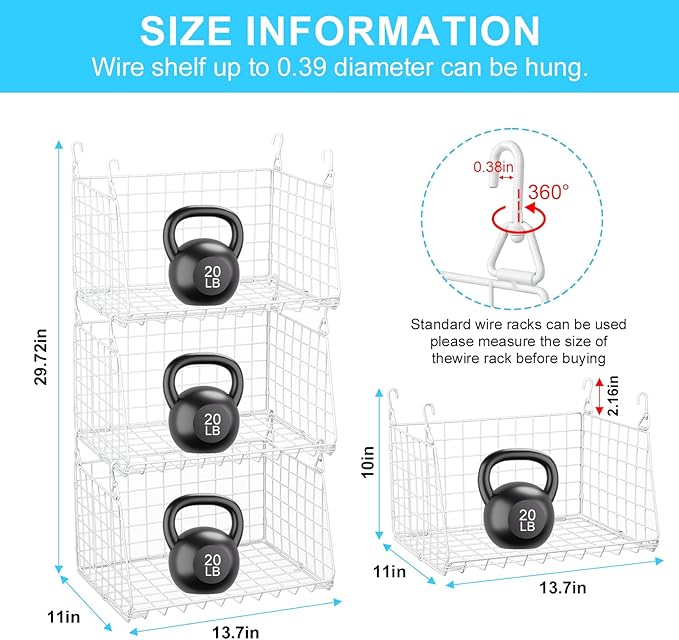 3-Tier Hanging Laundry Basket Organizer：Foldable Wire Shelf Laundry Room - Image 5