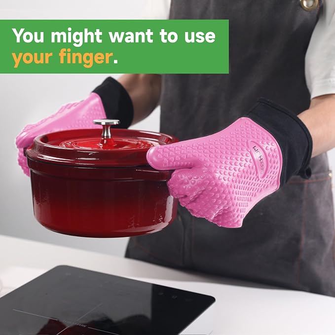 GEEKHOM BBQ Gloves Heat Resistant Oven Mitts - Image 5