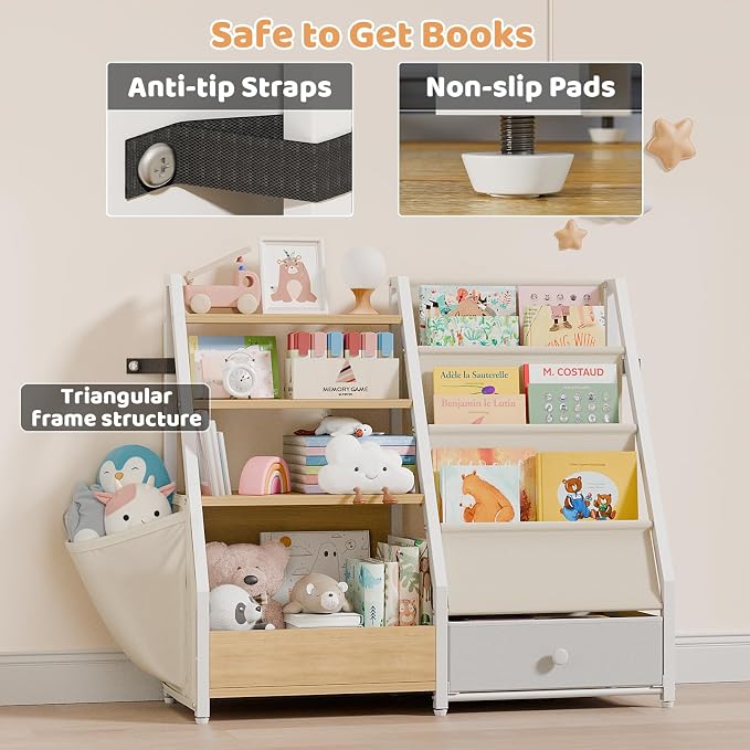 HAVLOTII Kids Bookshelf and Toy Storage - Image 5