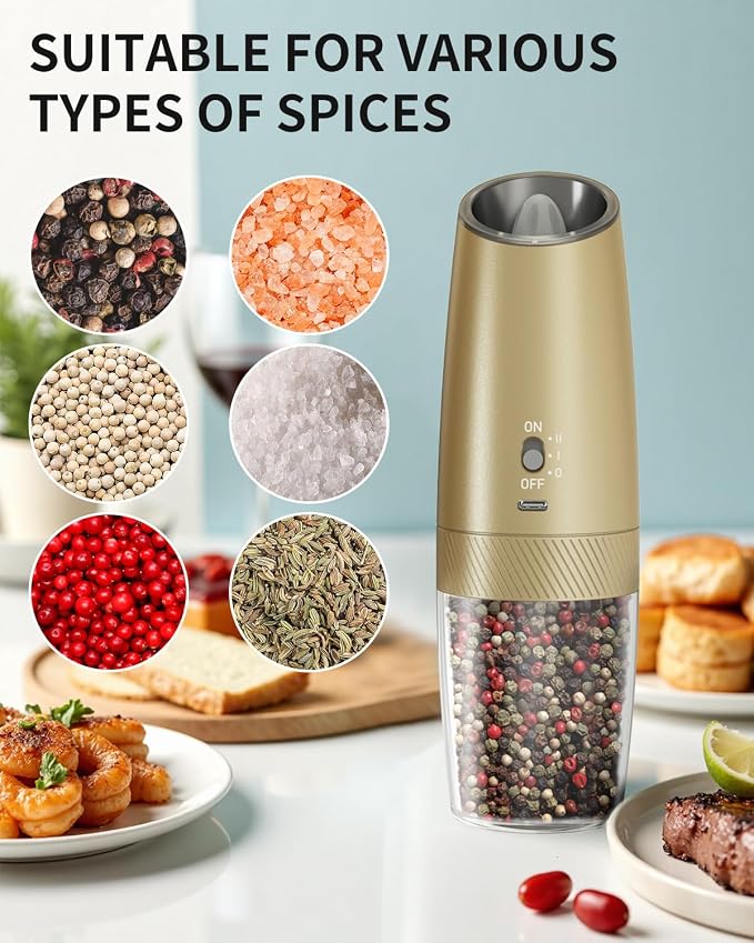 CIRCLE JOY Gravity Electric Salt and Pepper Grinder Set - Image 8