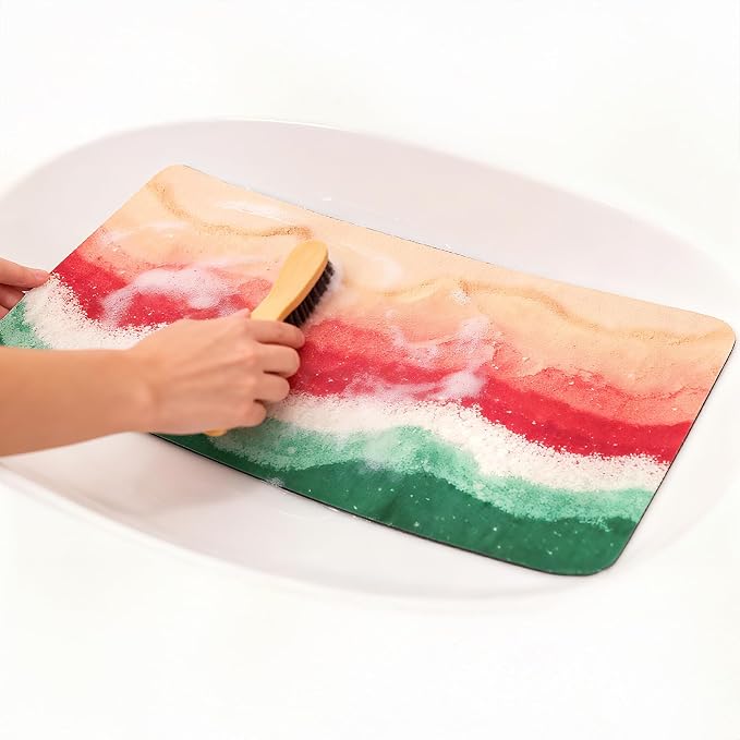 Summer Nautical Dish Drying Mat: 12’’x20’’ Red Green Absorbent Dish Drying Pad - Image 9