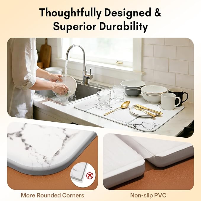 Stone Drying Mat for Kitchen Counter，Foldable Quick-Dry Dish Drying - Image 3