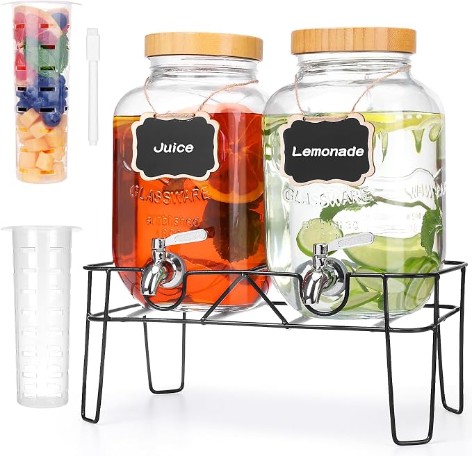 2 Pack 1 Gallon Glass Drink Dispenser by Unknown