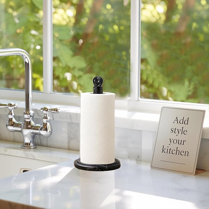 Handmade Black and Gold Marble Paper Towel Holder – Luxury Countertop Stand - Image 3