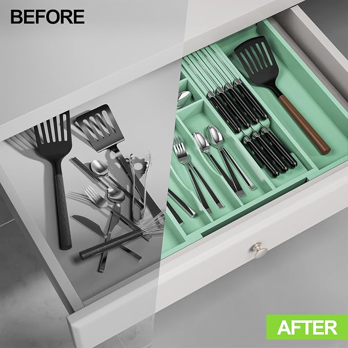 Bamboo Kitchen Drawer Organizer, Expandable Silverware Organizer - Image 7