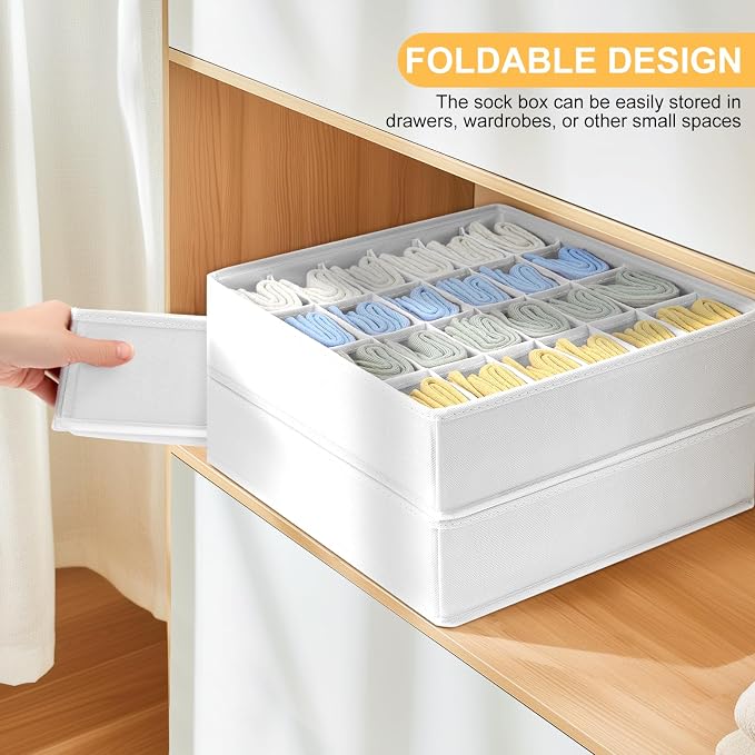 Joyoldelf Sock Drawer Organizer Divider Underwear Organizer 24-cell Fabric - Image 8