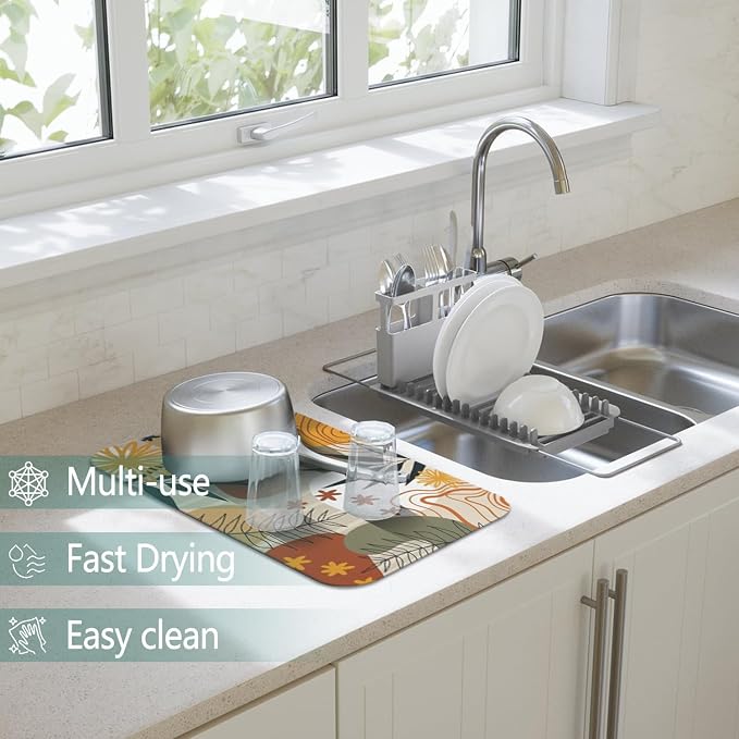 Dish Drying Mat for Kitchen Counter 2 Pack - Image 2