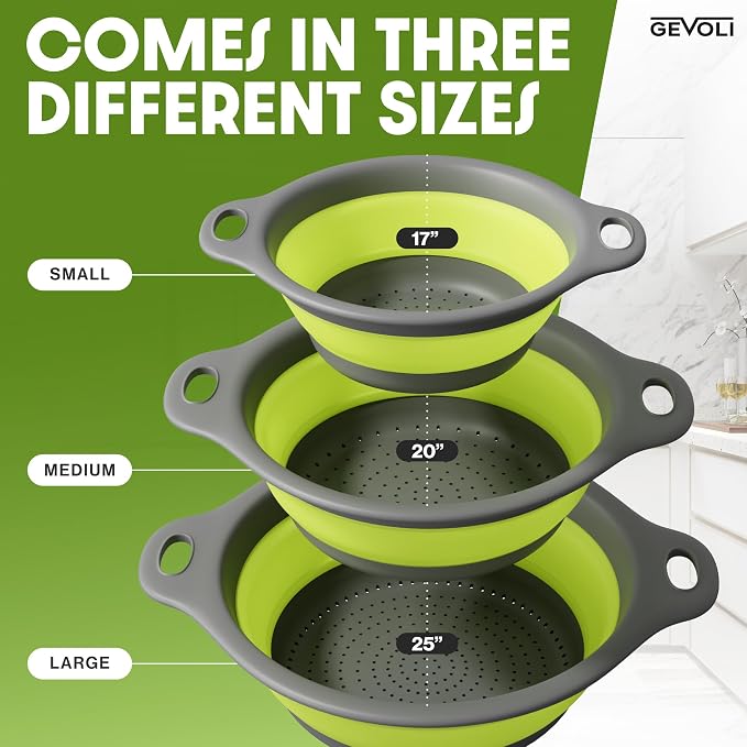Gevoli 3-Pack Collapsible Colanders - Image 2