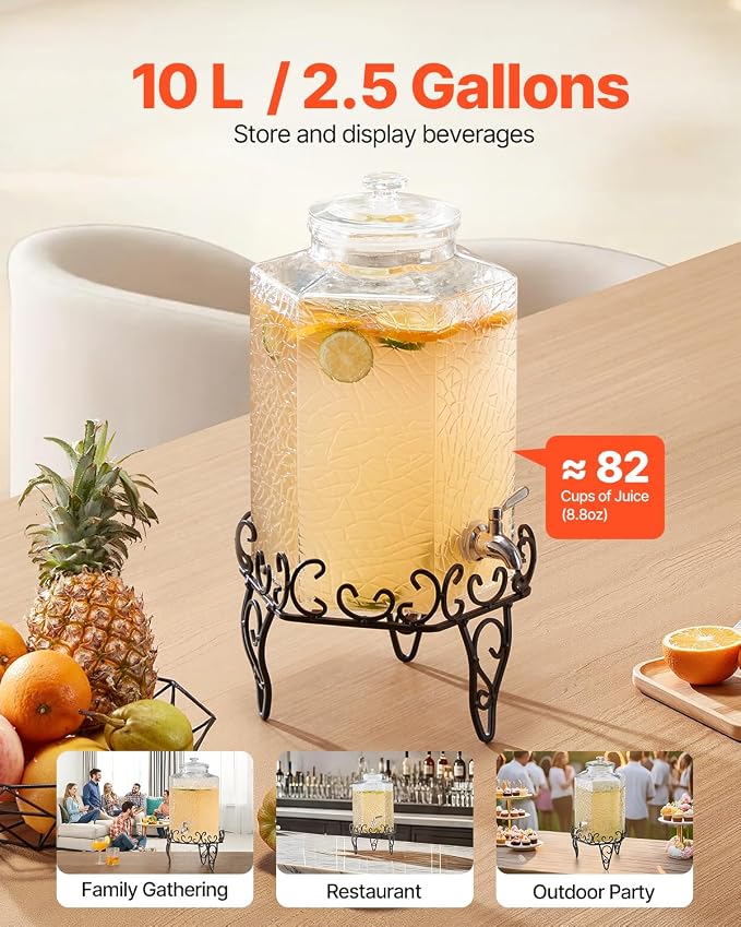 VEVOR Beverage Dispenser, 2.5 Gallon Drink Dispensers - Image 2