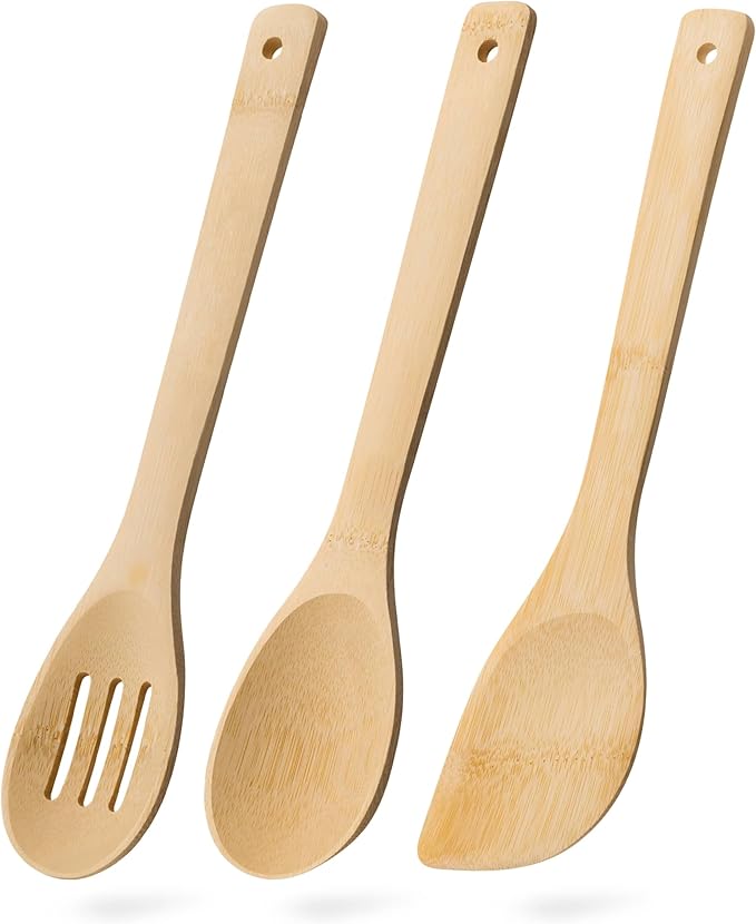Wooden Spoons for Cooking, Wooden Spoon & Wooden Spatula, Bamboo Cooking by HEFILD